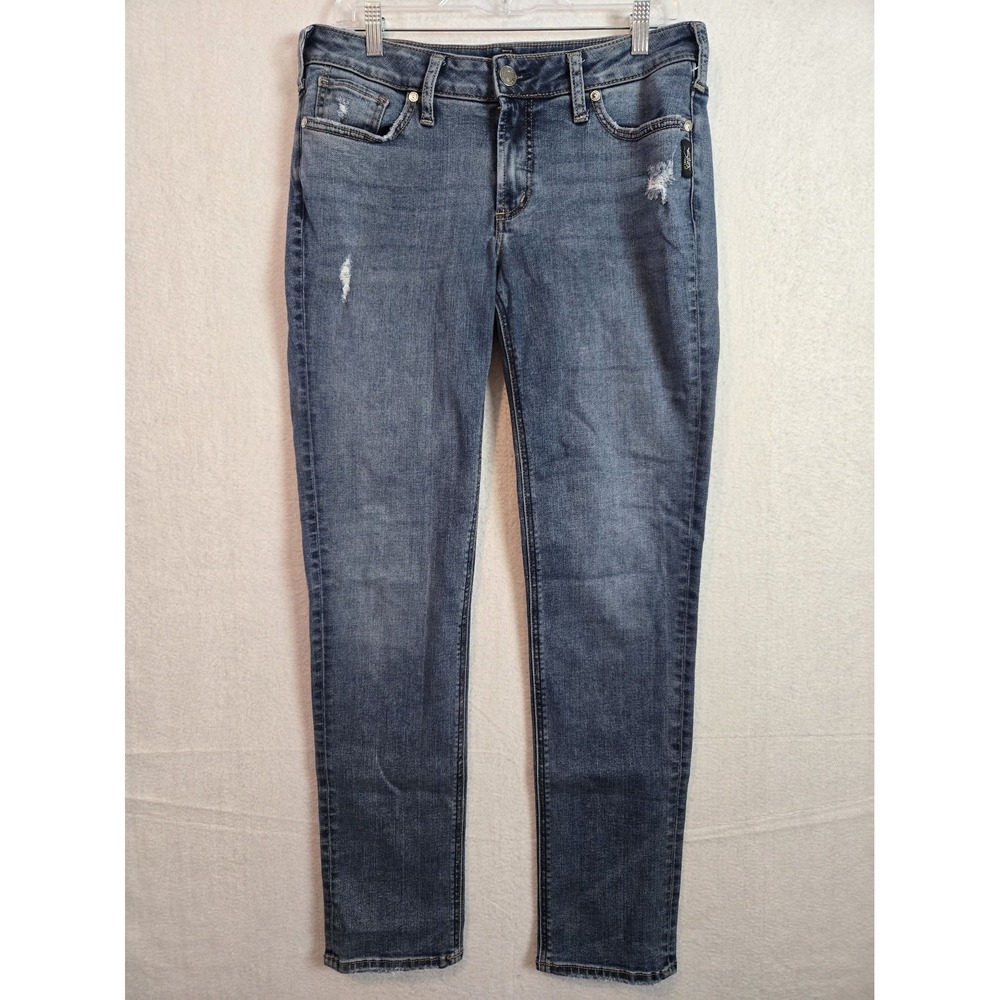 Silver Jeans Suki Slim Jeans 32 x 29 Skinny Blue Denim Distressed